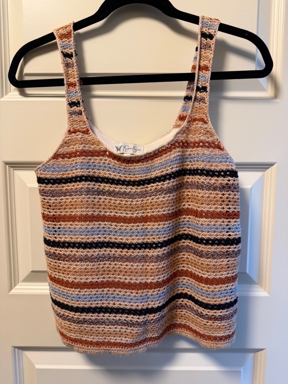 Jessica Simpson Striped Knit Tank in Rust, Navy & Cream